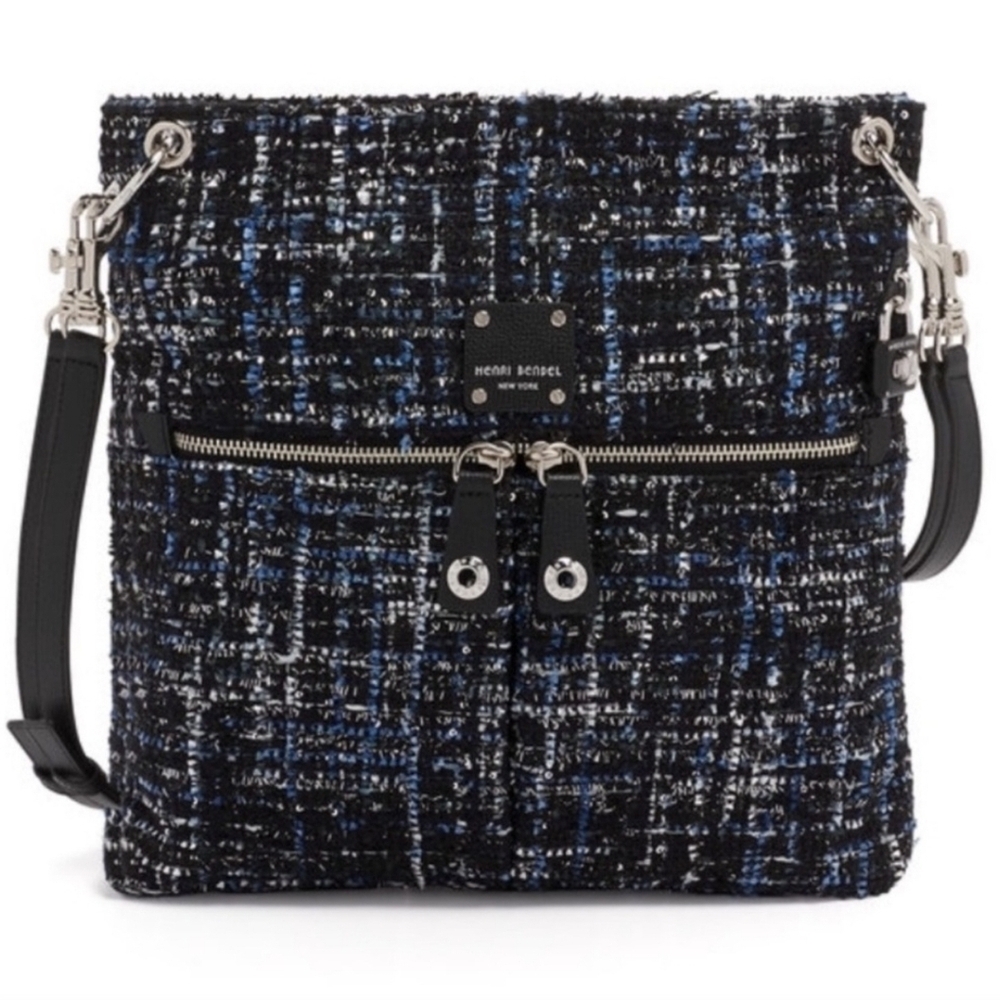 henri bendel Black and Blue Tweed Crossbody Bag